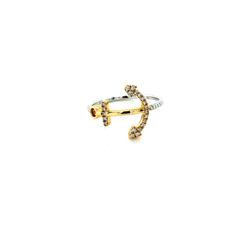 14k Yellow/White Gold Anchor Diamond Ring