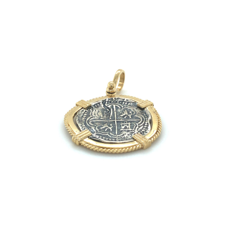 Pure Silver Atocha Coin wrapped in 14k Gold 