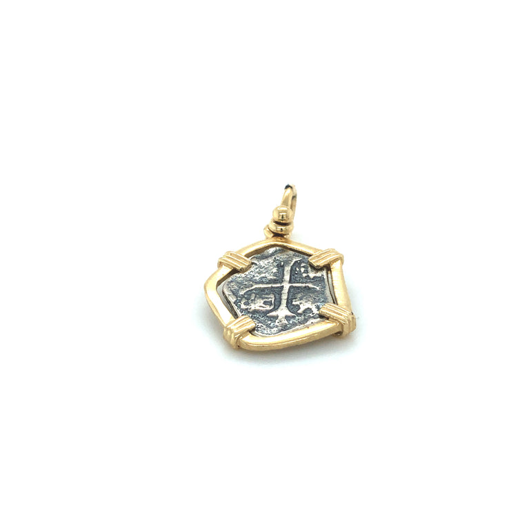 Pure Silver Atocha Coin Wrapped in 14k Gold