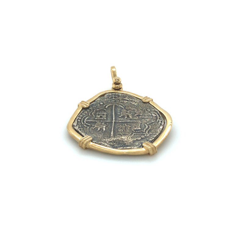 Pure Silver Atocha Coin wrapped in 14k Gold 