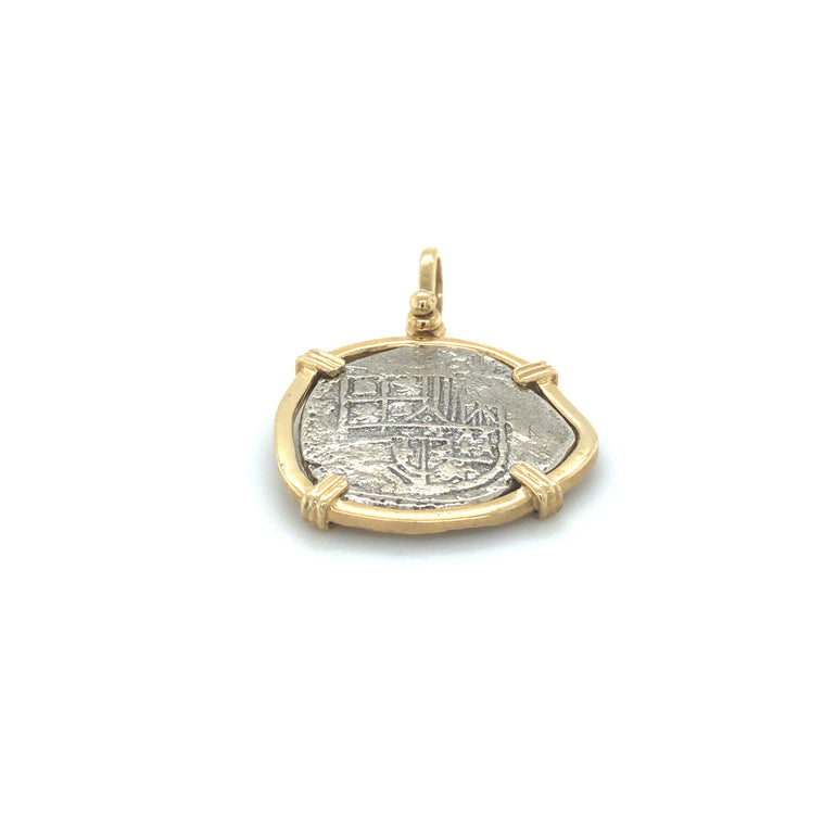 Pure Silver Atocha Coin Wrapped in 14k Gold