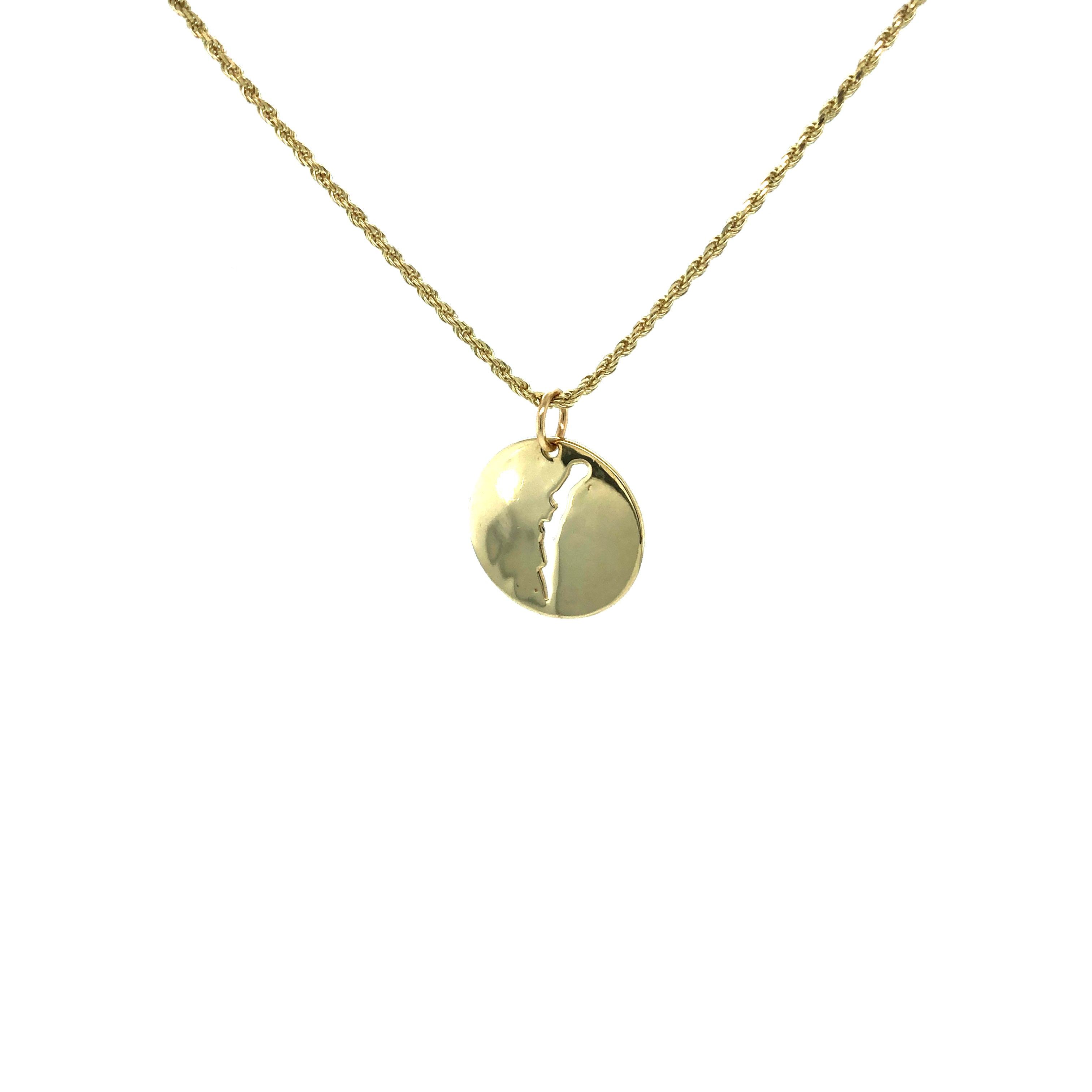 Boca Grande island pendant on a gold necklace 