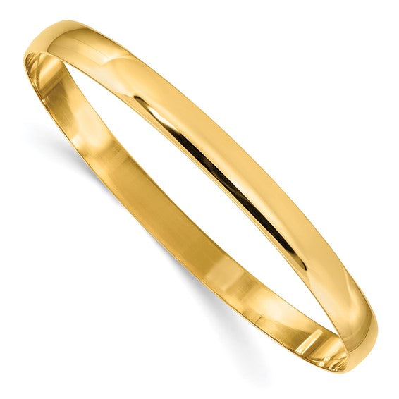 14k Gold Solid Polished Half-Round Slip-On Bangle - Barbara Anne's Jewelry 