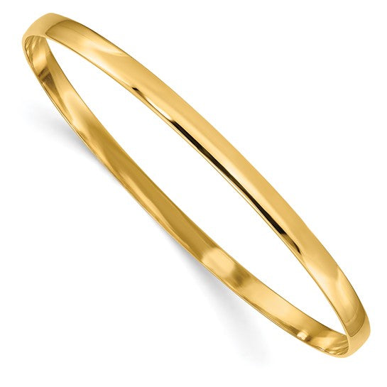 14k Gold Solid Polished Half-Round Slip-On Bangle - Barbara Anne's Jewelry 