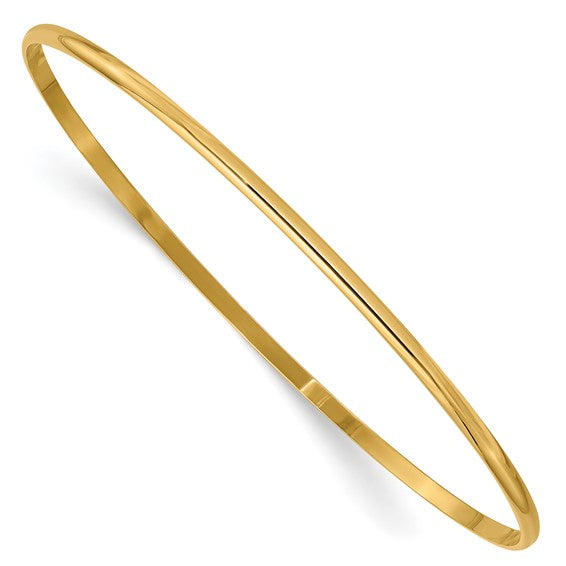 14k Gold Solid Polished Half-Round Slip-On Bangle - Barbara Anne's Jewelry 