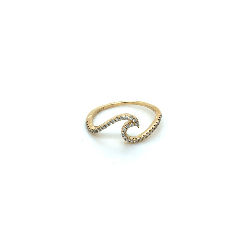 Diamond 14k Gold Wave Ring 