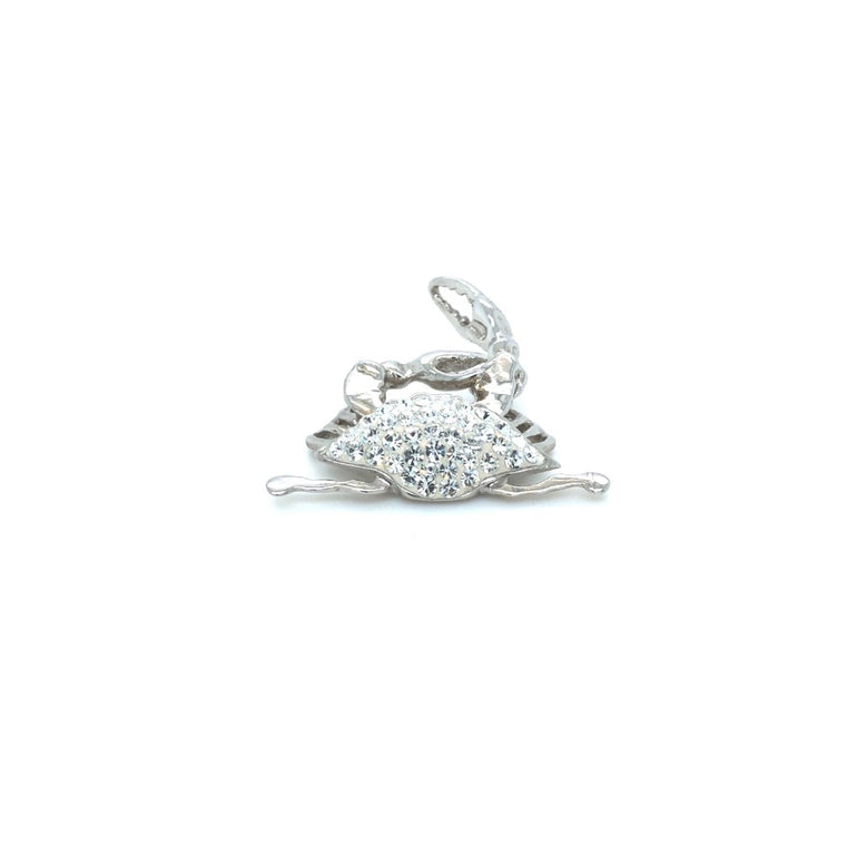 Sterling Silver Crab Pendant with CZ Diamonds