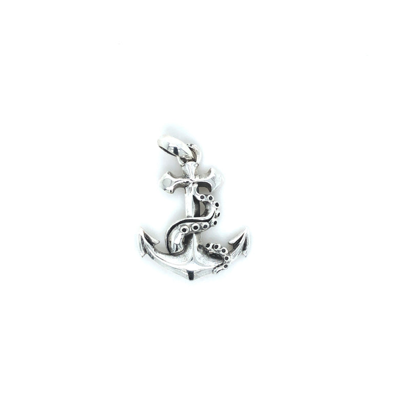 Sterling Silver Anchor Octopus Pendant - Barbara Anne's Jewelry 